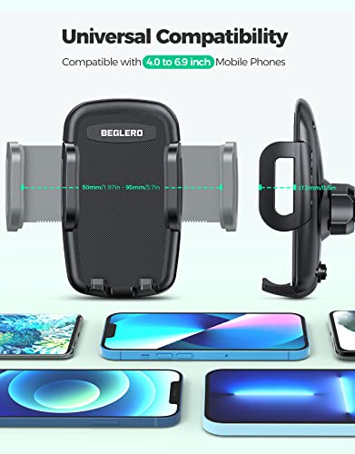 Beglero Car Vent Phone Mount, AC Vent Phone Holder with 3-Level Adjustable Clip, Air Vent Phone Holder Compatible with iPhone 13 12 SE 11 Pro Max XS XR, Galaxy Note 20 S20 S10 and More