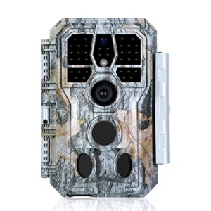 maswater Trail Camera, 24MP 1296P Game Camera with Night Vision Motion Activated IP66 Waterproof 0.1 Trigger Time 120° Wide Angle Range 90ft Sensing Distance for Outdoor Wildlife Scouting and Hunting