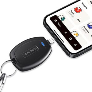 mini keychain portable charger for iphone, upgraded 1500mah power emergency pod, wireless keychain phone charger emergency power quick small external mobile battery pack