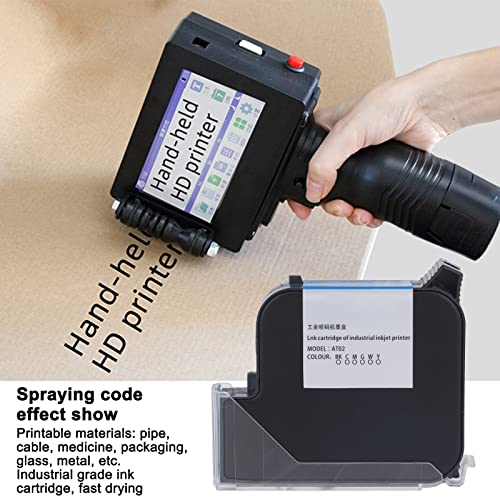 Fafeicy AT02 42ML Handheld Inkjet Printer Cartridge, Quick Dry 25.4mm Black Coding Cartridge, for Printing on Absorbent and Non Absorbent Materials