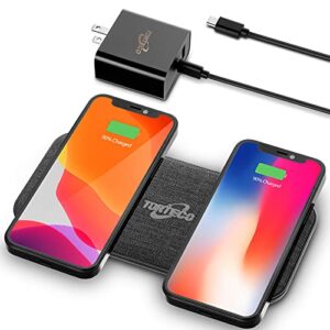 dual wireless charger with 5 charging coils, 65w gan wall charger adapter, compatible with iphone and airpods pro