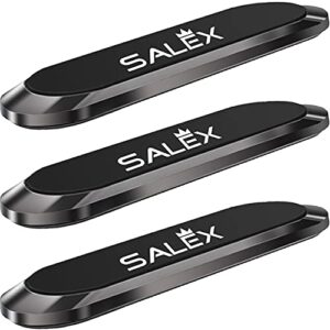 salex black magnetic mounts 3 pack. flat cell phone holder for car dashboard, wall, fridge. stick on universal kit compatible with gps, tablets, smartphones, knives, keys, spoons, forks.
