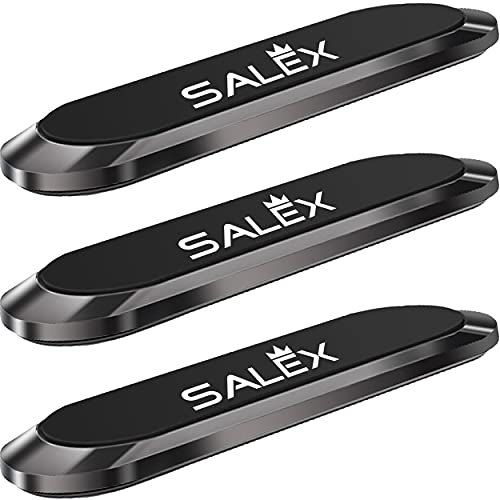 SALEX Black Magnetic Mounts 3 Pack. Flat Cell Phone Holder for Car Dashboard, Wall, Fridge. Stick on Universal Kit Compatible with GPS, Tablets, Smartphones, Knives, Keys, Spoons, Forks.