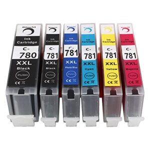 ink cartridge with 5% coverage, smoothly print clear fadeless printer cartridge, for pixma ts707 tr8570 ts8170 (bk bk c m y pb)