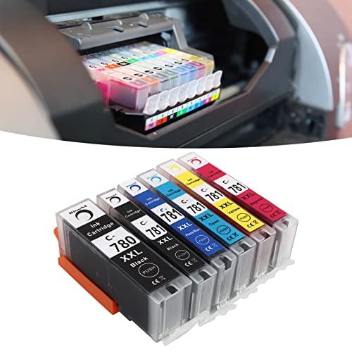Ink Cartridge with 5% Coverage, Smoothly Print Clear Fadeless Printer Cartridge, for PIXMA TS707 TR8570 TS8170 (BK BK C M Y PB)