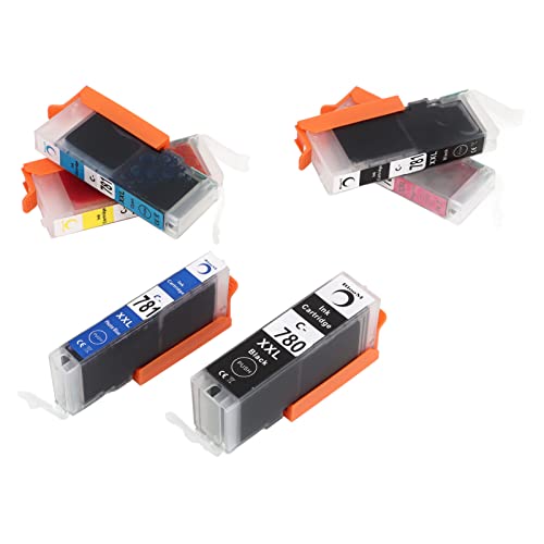 Ink Cartridge with 5% Coverage, Smoothly Print Clear Fadeless Printer Cartridge, for PIXMA TS707 TR8570 TS8170 (BK BK C M Y PB)