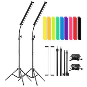 led video light stick wand kit-photography lighting with adjustable tripod stand, 9 color filters, gepege 2 packs 5600k dimmable portable video studio lighting for live streaming/portrait/ vlog