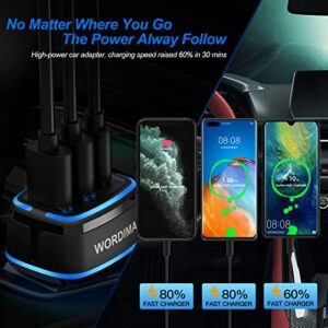 85w USB C Car Charger,WORDIMA USB Car Charger 3Port Fast Charger Cigarette Lighter USB Adapter Compatible with iPhone 14 13 12 Pro Max iPad Pro,Google Pixel,Oneplus,Samsung Galaxy S21,MacBook Pro Air