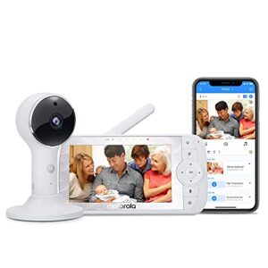 motorola connect60-2 dual camera hubble connected video baby monitor – 5″ screen, 1080p wi-fi viewing 2-way audio, night vision, digital zoom and hubble app (connect60-2 dual camera) (renewed)
