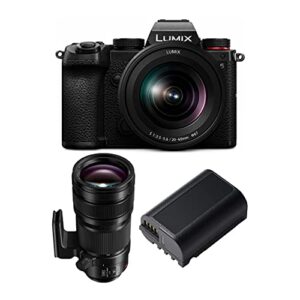 panasonic dc-s5kk lumix s5 4k mirrorless full-frame l-mount camera with 20-60mm lens and 70-200mm f/2.8 telephoto lens and dmw-blk22 battery bundle (3 items)