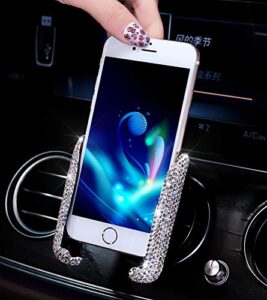 bestbling luxury fashionable convenient bling rhinestone crystal car dash air vent slip-on adjustable phone holder for easy view gps screen (silver m holder)