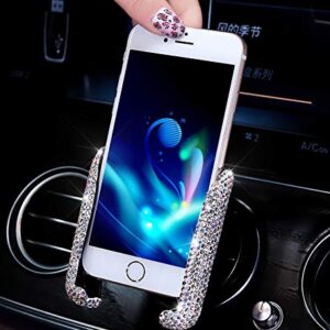 Bestbling Luxury Fashionable Convenient Bling Rhinestone Crystal Car Dash Air Vent Slip-On Adjustable Phone Holder for Easy View GPS Screen (Silver M Holder)