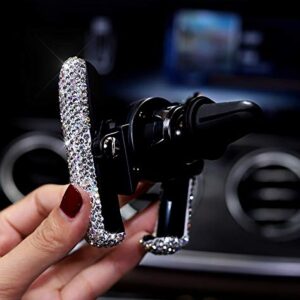 Bestbling Luxury Fashionable Convenient Bling Rhinestone Crystal Car Dash Air Vent Slip-On Adjustable Phone Holder for Easy View GPS Screen (Silver M Holder)