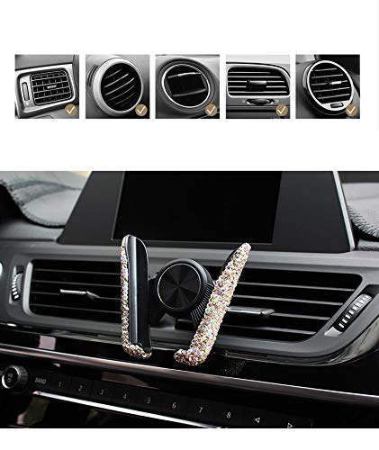 Bestbling Luxury Fashionable Convenient Bling Rhinestone Crystal Car Dash Air Vent Slip-On Adjustable Phone Holder for Easy View GPS Screen (Silver M Holder)