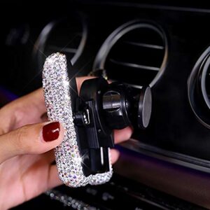 Bestbling Luxury Fashionable Convenient Bling Rhinestone Crystal Car Dash Air Vent Slip-On Adjustable Phone Holder for Easy View GPS Screen (Silver M Holder)