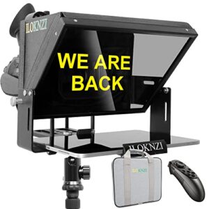 iloknzi 15 inch liftable teleprompter for all tablets (12.9-inch tablet), remote control and teleprompter app, 70/30 beam splitter glass, aluminum body and a packbag, make videos/speech