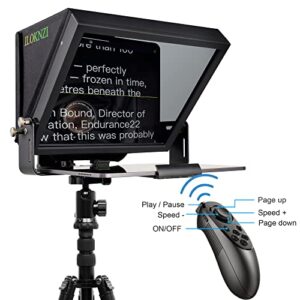 ILOKNZI 15 inch Liftable Teleprompter for All Tablets (12.9-inch Tablet), Remote Control and teleprompter app, 70/30 Beam Splitter Glass, Aluminum Body and a Packbag, Make Videos/Speech