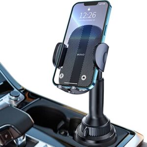 oqtiq cup holder phone mount for car no shaking cup phone holder for car sturdy & adjustable cell phone holder mount for truck, suv quick extension long arm for iphone, samsung, nokia, lg, smartphones
