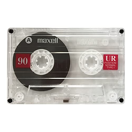 Maxell UR 90 Normal Bias Blank Audio Recording Cassette Tape, Low Noise, 90 Minute Recording Time, 5 Pack & 190319 Stereo Headphone, Black (Packaging May Vary)