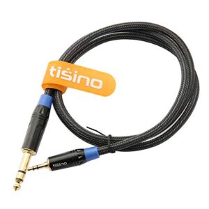 tisino 1/8 to 1/4 Stereo Cable, 3.5mm to 1/4 Adapter Aux Cord Stereo Audio Cable for Guitar, Keyboard Piano, Laptop, Home Theater Devices, Speaker and Amplifiers -Nylon Braid 3ft