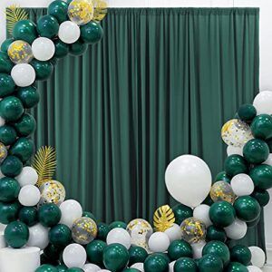 10×10 hunter green backdrop curtain for parties wrinkle free dark green photo curtains backdrop drapes fabric decoration for baby shower birthday party photography 5ft x 10ft,2 panels