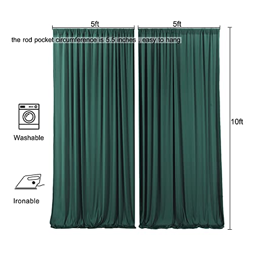 10x10 Hunter Green Backdrop Curtain for Parties Wrinkle Free Dark Green Photo Curtains Backdrop Drapes Fabric Decoration for Baby Shower Birthday Party Photography 5ft x 10ft,2 Panels