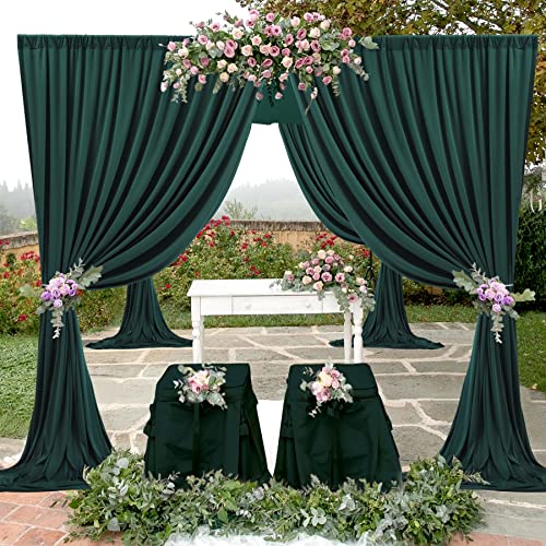 10x10 Hunter Green Backdrop Curtain for Parties Wrinkle Free Dark Green Photo Curtains Backdrop Drapes Fabric Decoration for Baby Shower Birthday Party Photography 5ft x 10ft,2 Panels