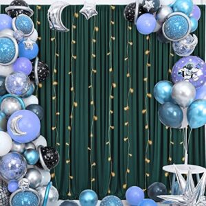 10x10 Hunter Green Backdrop Curtain for Parties Wrinkle Free Dark Green Photo Curtains Backdrop Drapes Fabric Decoration for Baby Shower Birthday Party Photography 5ft x 10ft,2 Panels