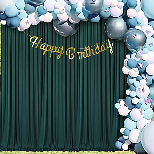 10x10 Hunter Green Backdrop Curtain for Parties Wrinkle Free Dark Green Photo Curtains Backdrop Drapes Fabric Decoration for Baby Shower Birthday Party Photography 5ft x 10ft,2 Panels