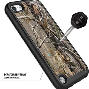 E-Began Case with Built-in Screen Protector for iPod Touch 7, iPod Touch 5/6, Full-Body Protective Shockproof Rugged Black Bumper Cover Durable Case for iPod Touch 7th/6th/5th Generation -Camo