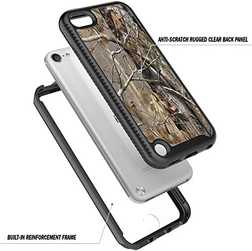 E-Began Case with Built-in Screen Protector for iPod Touch 7, iPod Touch 5/6, Full-Body Protective Shockproof Rugged Black Bumper Cover Durable Case for iPod Touch 7th/6th/5th Generation -Camo