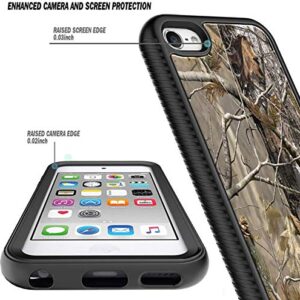 E-Began Case with Built-in Screen Protector for iPod Touch 7, iPod Touch 5/6, Full-Body Protective Shockproof Rugged Black Bumper Cover Durable Case for iPod Touch 7th/6th/5th Generation -Camo