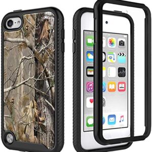 E-Began Case with Built-in Screen Protector for iPod Touch 7, iPod Touch 5/6, Full-Body Protective Shockproof Rugged Black Bumper Cover Durable Case for iPod Touch 7th/6th/5th Generation -Camo