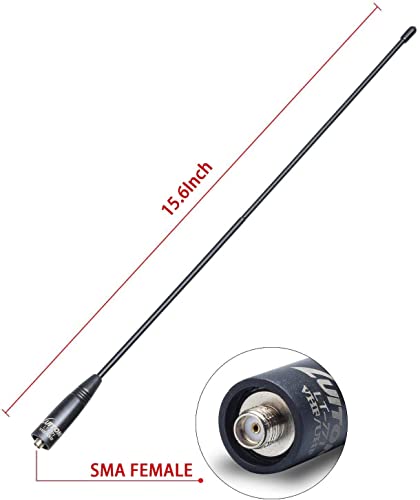 Walkie Talkie Antenna for Baofeng Antenna Upgrade 15.6-Inch Whip Dual Band UV VHF/UHF 144/430Mhz Antennas SMA-F for UV-5R UV-82 BF-F8HP (2 Pack)