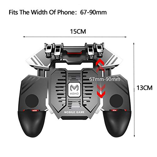 PUBG Mobile Controller with Phone Cooler and 4000mAh Power Bank for PUBG/Fortnite/Call of Duty, 4 Triggers PUBG Game L2R2 Controller Joystick with cooling fan for 4.7-6.5" Android Phones and iPhone