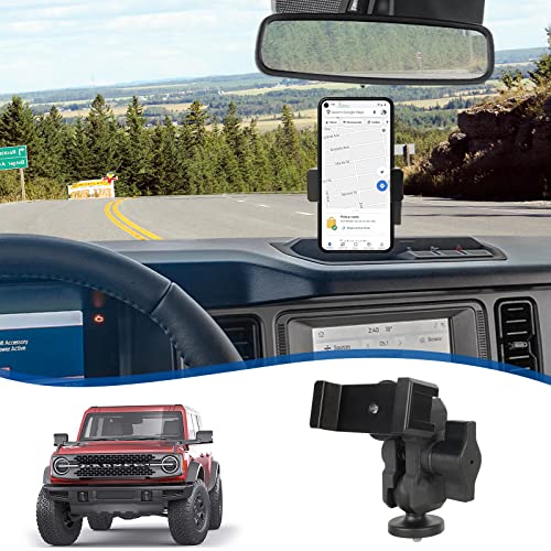 Dashboard Phone Holder Mount Aluminum Alloy for Ford Bronco Accessories 2021 2022 2023 Anti-Shake Stabilizer Custom Adjustable Phone Dash Mounted Custom Cell Phone Holder(Not for Bronco Sport)