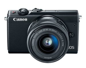 canon eos m100 mirrorless camera w/ 15-45mm lens – wi-fi, bluetooth, and nfc enabled (black) (2209c011)