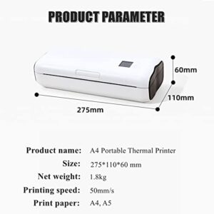 RTLR Mini Thermal Printer, Portable A4 Thermal Printer, Transparent Printing, 2600mAh Battery, High Efficiency, 203 DPI per Store (US Plug)