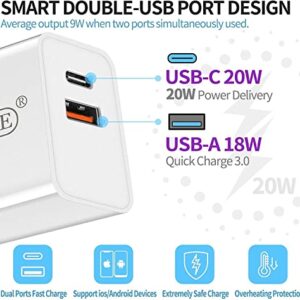 USB C Wall Charger Block,iPhone Charger Cube,20W PD Plug Charging Box,Dual Port Power Adapter Compatible with Apple Watch Series 8 7 6 5 4 3 2 Se iwatch iPhone 14 13 12 11 Pro Max SE XS XR X 8 6S Plus