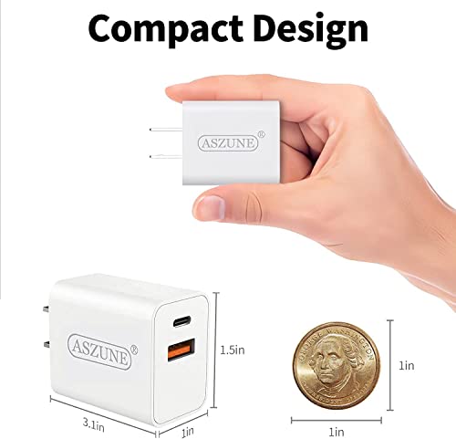 USB C Wall Charger Block,iPhone Charger Cube,20W PD Plug Charging Box,Dual Port Power Adapter Compatible with Apple Watch Series 8 7 6 5 4 3 2 Se iwatch iPhone 14 13 12 11 Pro Max SE XS XR X 8 6S Plus