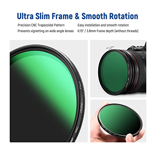 NEEWER 77mm Polarizer Filter 30 Layer Multi Resistant Nano Coated Circular Polarizing Filter(CPL) with HD Optical Glass/Ultra Slim Frame, Reduce Glare/Enhance Contrast/Reduce Reflection