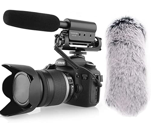 SGC-598 Interview Shotgun Microphone with Windscreen Muff, Cardioid Directional Condenser Video Mic for DSLR Camera Canon DV Camcorder, Compatible with Sony Mirrorless Cameras