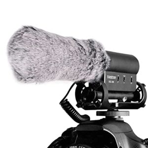 SGC-598 Interview Shotgun Microphone with Windscreen Muff, Cardioid Directional Condenser Video Mic for DSLR Camera Canon DV Camcorder, Compatible with Sony Mirrorless Cameras