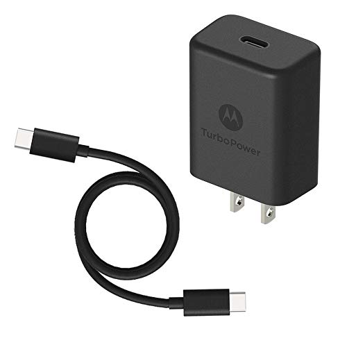 Motorola TurboPower 27 PD Charger w/ 3.3ft (1m) USB-C to C cable for Moto Z/Z2/Z3/Z4/X4/G7/G7 Play/G7 Plus/G7 Power/G6/G6 Plus[Not for G6 Play]- Power Delivery (Retail Box)