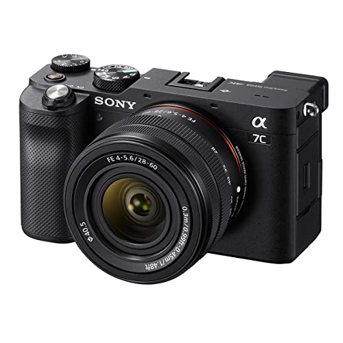 Sony Alpha 7C Mirrorless Digital Camera with FE 28-60mm Lens, Black, Bundle with 128GB SD Card, Backpack, Mini Tripod, Extra Battery, Charger, Screen Protector and Accessories
