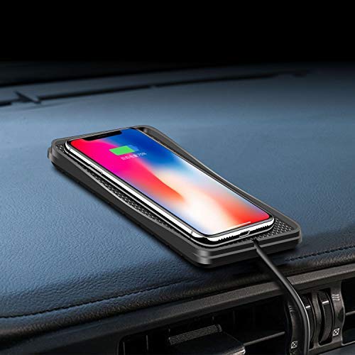 Wireless Charger，POLMXS Car Wireless Charging pad 10W Fast Wireless car Charger qi Phone Charger pad for car Wireless Phone Charger for Andriod Cell Phone Charging mat Galaxy Note10/S21/S10/S9(C3)