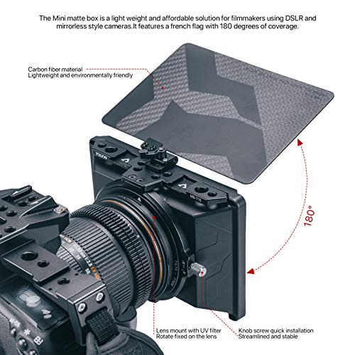 Tiltaing Mini Matte Box - Lightweight Filter Support with Top Flag for DSLR or Small Cine-Style Cameras Lenses | MB-T15