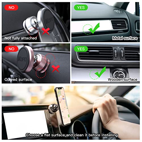 IKOPO [2 Pack] 【Metal】 Magnetic Phone Holder for Car Dashboard, Universal Cell Phone Mount for Car with Strong Magnet