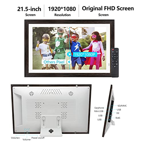 21.5 Inch Large WiFi Digital Picture Frame with 1920x1080 FHD IPS Screen, Send Photo/Videos Via APP or Email, 16GB Storage, Support USB Drive/SD Card Extend Storage, Manual Rotation, Wall Mountable