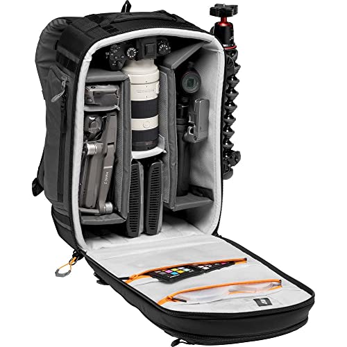 Lowepro LP37268-PWW Pro Trekker BP 350 AW II Outdoor Camera Backpack with Maxfit Dividers, Fits 15-inch Laptop/iPad, for Pro Mirrorless and DSLR, Gimbal, Drone, DJI, Black/Dark Grey